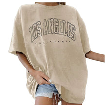 Load image into Gallery viewer, Fashion Women's T-shirts LOS ANGELES Letter Prints T Shirt Women 2021 O-Neck Oversized Loose Short Sleeve Summer Tops Streetwear
