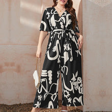 Load image into Gallery viewer, Retro V Neck Wide Leg Jumpsuit
