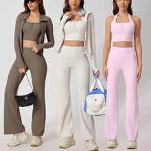 Load image into Gallery viewer, High-Stretch 3-Piece Workout Set with Flare Pants
