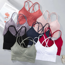 Load image into Gallery viewer, Sports Bra Womens Cross Back Sport Bras Padded Strappy Cross Cropped Bras Yoga Crop Top Workout Fitness Bras Bralette
