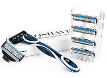 Load image into Gallery viewer, QShave Blue Series 5 Layer USA Blade Manual Razor Mens Shaving Razor with 6 Pieces X5 Blade and each Piece has trimmer Blade
