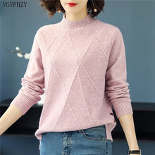 Load image into Gallery viewer, Pink Turtleneck Winter Knit Pullover
