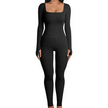 Load image into Gallery viewer, Women Ribbed Long Sleeve Yoga Jumpsuit
