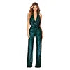 Load image into Gallery viewer, European American Women's Fashion Temperament Elegant Backless Sequin Women Sleeveless Halter Jumpsuit Red
