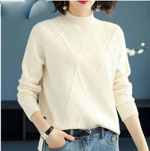 Load image into Gallery viewer, Pink Turtleneck Winter Knit Pullover
