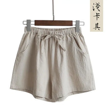 Load image into Gallery viewer, Women's high waisted shorts, fashionable and casual cotton and linen shorts, street wear, women's shorts
