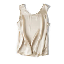 Load image into Gallery viewer, Tank Tops Women 100% Real Silk Blouse Sleeveless Shirts Satin Tunic Tops Summer Loose Casual Solid Plus Size S-XXL
