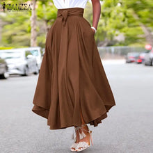 Load image into Gallery viewer, ZANZEA Fashion Irregular Skirts Holiday Zipper High Waist A Line Skirts  Womens Summer Long Skirts Vintage Beach Solid Skirts
