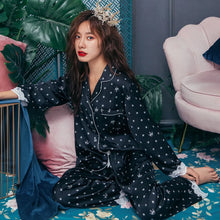 Load image into Gallery viewer, Lace Trim Satin Pajama Set
