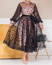 Load image into Gallery viewer, DP1594 2021 large size new wave point perspective mesh splicing temperament dress
