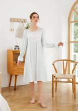 Load image into Gallery viewer, Romantic Lace Nightdress Women French Style Fairy Sleep Lace Dress Elegant Long Sleeve Cotton Nightgown Victorian Loungewear
