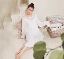 Load image into Gallery viewer, Romantic Lace Nightdress Women French Style Fairy Sleep Lace Dress Elegant Long Sleeve Cotton Nightgown Victorian Loungewear
