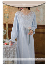 Load image into Gallery viewer, Romantic Lace Nightdress Women French Style Fairy Sleep Lace Dress Elegant Long Sleeve Cotton Nightgown Victorian Loungewear
