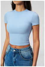 Load image into Gallery viewer, Yoga Shirts Women Sexy Exposing The Navel Short Sleeve Workout Crop Top Gym Top Fitness Running Workout Sport T-shirts Yoga Wear
