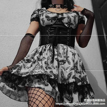 Load image into Gallery viewer, Dark U-neck Short short Sleeve Dress 2021 U-neck short short sleeve dress women
