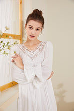 Load image into Gallery viewer, Romantic Lace Nightdress Women French Style Fairy Sleep Lace Dress Elegant Long Sleeve Cotton Nightgown Victorian Loungewear
