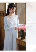 Load image into Gallery viewer, Romantic Lace Nightdress Women French Style Fairy Sleep Lace Dress Elegant Long Sleeve Cotton Nightgown Victorian Loungewear
