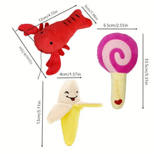 Load image into Gallery viewer, 10pcs Pet Teething Toys Puppy Chew Toys Puppy Teething Toys Stuffed Plush Puppy Dog Toys Squeaky Fruits Vegetables Design Toy

