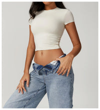 Load image into Gallery viewer, Yoga Shirts Women Sexy Exposing The Navel Short Sleeve Workout Crop Top Gym Top Fitness Running Workout Sport T-shirts Yoga Wear
