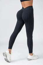 Load image into Gallery viewer, Women Striped Leggings V Back Fashion Gym Outdoor Fitness Athletic Workout Elastic Leggins Yoga Pants Sports Training Tights
