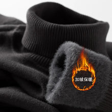 Load image into Gallery viewer, Men’s Thermal Fleece High-Neck Knitted Sweater
