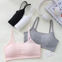 Load image into Gallery viewer, 1PC Cotton Teenagers Girls Training Bras Solid Developmental Girls Sports Bras Soft Brassiere Kids Tank Tops Children Underwears
