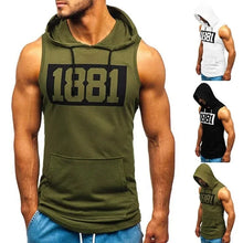 Load image into Gallery viewer, Men's Hooded Tank Tops Gym Workout Training Hoodies Sleeveless Bodybuildng Muscle Cut Off T-Shirt with Pocket
