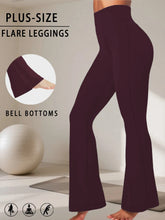 Load image into Gallery viewer, Plus Size Ladies High-Rise Flared Leggings for Yoga and Workout Features Tummy Control and a Stylish Bell-Bottom Design in Sizes
