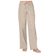 Load image into Gallery viewer, Women Pants Fashion Linen Cotton Solid Elastic Waist Trousers Female Plus Size Ankle-length Trousers Summer Casual Pants
