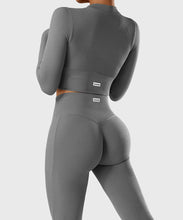 Load image into Gallery viewer, Yoga Shirt Woman Autumn Winter Ribbed Long Sleeve Sports Top Running Training Fitness Top Shockproof Zipper Yoga Tops Women

