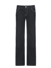 Load image into Gallery viewer, Women's Slim Fit Flared Jeans Y2K Vintage Low Rise Stretch Denim Pants with Embroidery Distressed Style for Everyday Outfits
