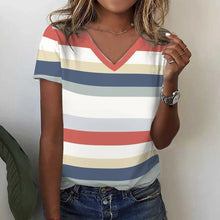 Load image into Gallery viewer, New Women's T-Shirts Funny Stripe Print Top Fashion Simple Pattern T Shirts for Women Summer Leisure Female Clothing Streetwear
