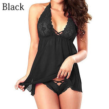 Load image into Gallery viewer, Summer Nightdress Open Back Sleeping Dress for Women Sexy Lingerie Halter Chemise Lace Babydoll Mesh Nightwear V Neck Teddy
