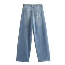 Load image into Gallery viewer, Slanted Placket Retro Wide Jeans
