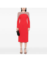 Load image into Gallery viewer, Elegant Beaded Straight Midi Dress
