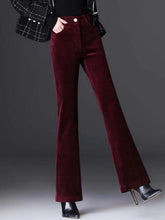 Load image into Gallery viewer, High Waist Corduroy Women's Pants Spring Autumn Winter Fashion Micro Flared Casual Trousers Slimming Warm Long Pants
