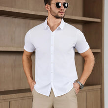 Load image into Gallery viewer, New Men's Business Casual Solid Color Short Sleeved Shirt for Summer Fashion No Ironing Comfortable and Versatile Top
