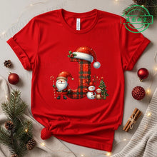 Load image into Gallery viewer, Festive Alphabet Holiday Casual Tee
