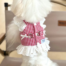 Load image into Gallery viewer, Pet Dog Clothes Lace Skirt Pastoral Style Black Plaid  Harness Puppy Dresses Universal Harness Tractionable Retro Princess Dress
