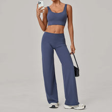 Load image into Gallery viewer, 2PCS Yoga Set Women Yoga Pant Workout Tracksuit Sportswear Gym High Waist Straight Leg Bottoms Fitness Bta Sports Suit XP01
