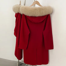 Load image into Gallery viewer, Warm Hooded Wool Fur Coat
