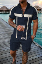 Load image into Gallery viewer, Summer Men's Tracksuit Short Sleeve Polo Shirt Set Fashion Luxury Chain Print Clothing 2 Pieces Casual Suit Streetwear Outfit
