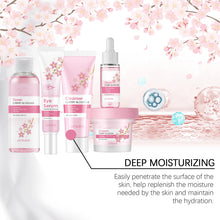 Load image into Gallery viewer, Sakura Skincare Set Moisturizer Face Cream Serum Toner Facial Cleanser Eye Cream Anti-Wrinkle Brighten Face Care Kit for Women
