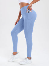 Load image into Gallery viewer, Women Leggings with Double Pockets Solid Color High Waist Butt Lifting Workout Tights Slim Elastic Pants Casual Wear
