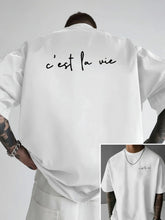 Load image into Gallery viewer, Men's T-shirt, Life is like a play, Dual-sided Pattern Men's Loose-Fitting T-shirt for Attitude in Life men clothing t shirts
