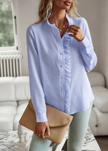 Load image into Gallery viewer, Women's Shirt Elegant Long Sleeve Ruched Stand Neck Office Lady Blouse Casual Button Shirts Harajuku Tunics Street Simple Tops

