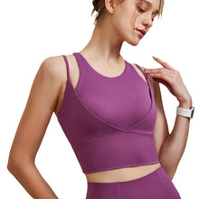 Load image into Gallery viewer, Sports Bra with Shock-absorbing Shoulder Straps for Women, Gathered Back, Fitness Bra, Running Top, New
