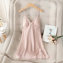 Load image into Gallery viewer, Female Nightdress Sexy Backless Spaghetti Strap Nightgown Sleepwear Spring Summer Nightwear Loose Silk Satin Home Dress Lingerie
