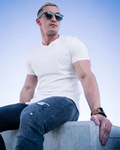 Load image into Gallery viewer, Muscle Training T-shirt Men's Summer Workout Short Sleeve T-shirt High Quality Cotton Fitness Men T-shirt Gym Solid Color Tops
