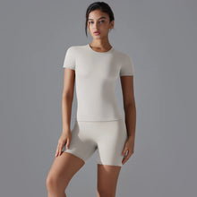 Load image into Gallery viewer, Yoga Set Women Sports Short Sleeve Top With High Waist Leggings Running Jogging Workout Workout Clothes Sports Fitness Gym Sets

